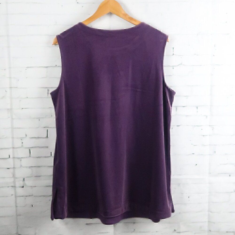 J JILL WEAREVER COLLECTION PURPLE VELOUR SLEEVELESS ROUND NECK TOP SIZE XL - Picture 4 of 4